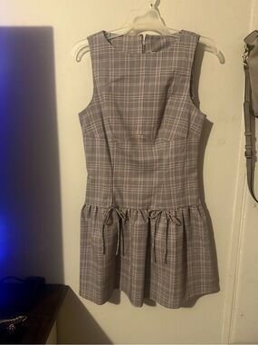 love, Fire Gray Plaid Sleeveless Drop-Waist Dress